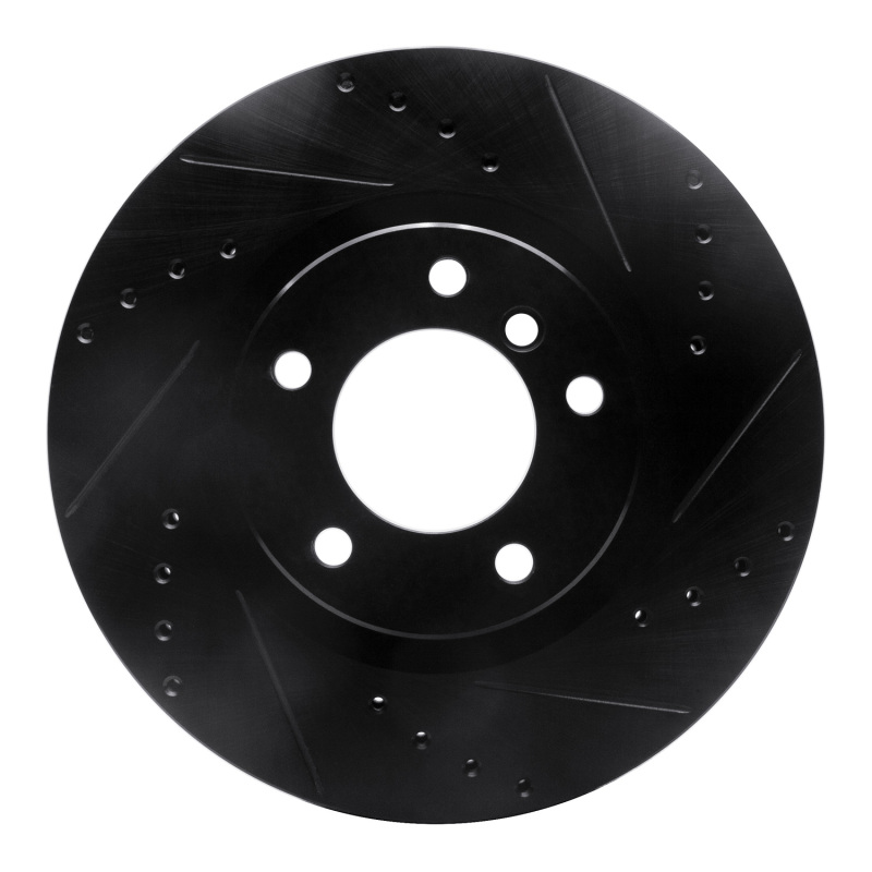 BMW M3 Brake Rotor (1) - Front - R1 Concepts - Drilled & Slotted - Black - `95-`02